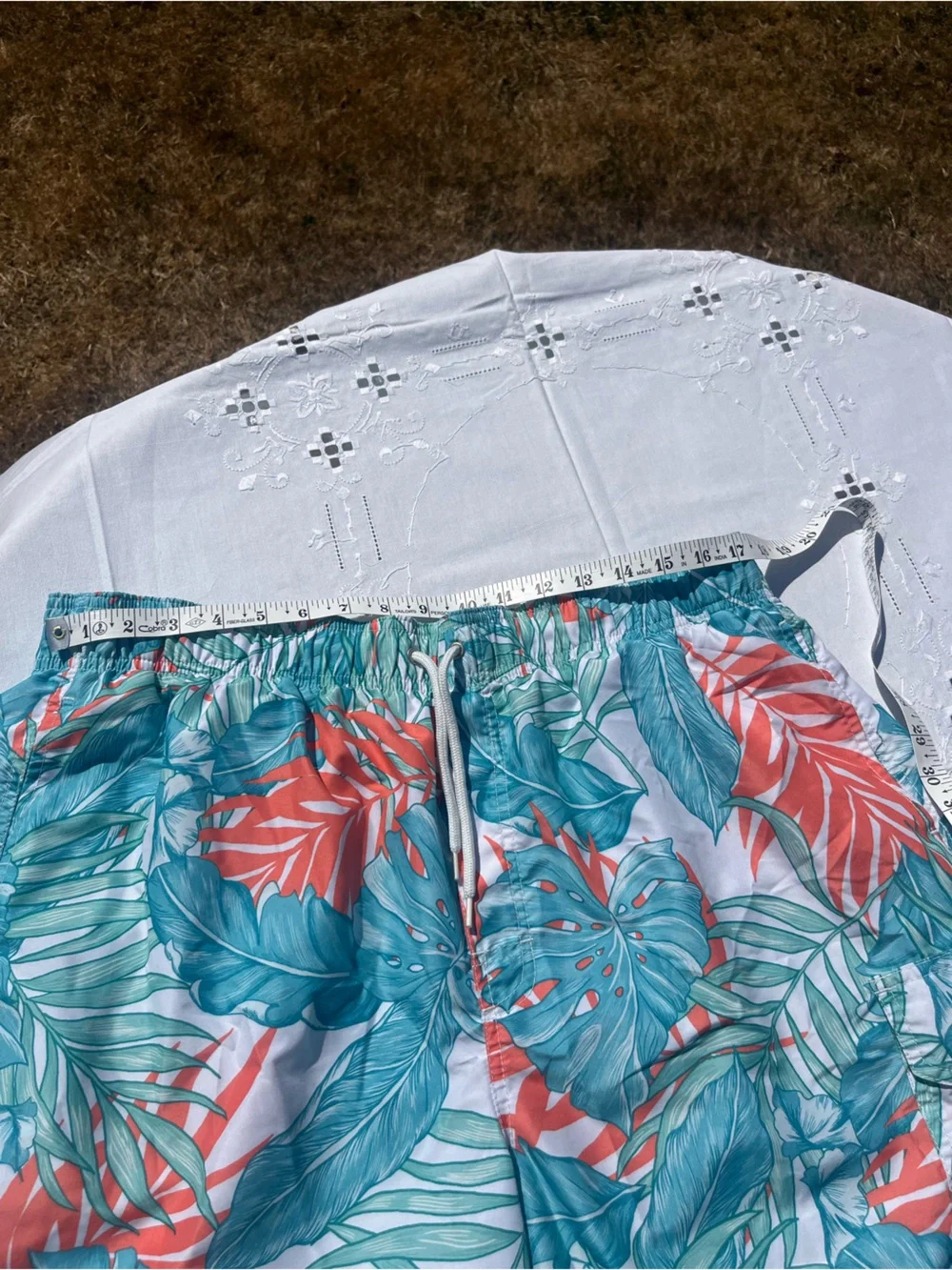 croft & barrow Teal & Coral Tropical Print Men's Athletic Shorts